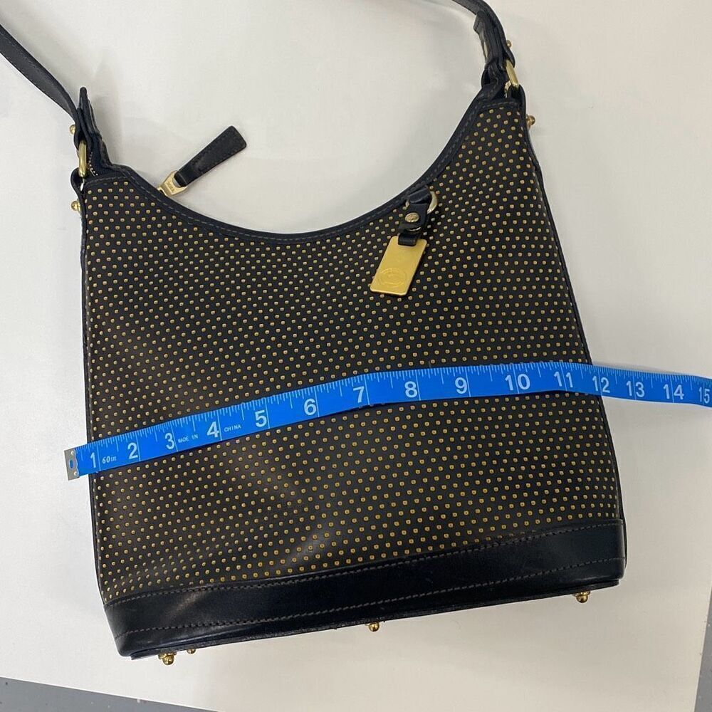 Vintage 90s Dooney and Bourke Cabrio perforated, yellow dot and black shoulder b - Picture 5 of 9
